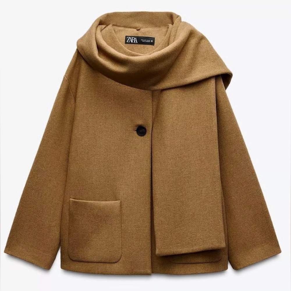 Zara wool blend coat with scarf